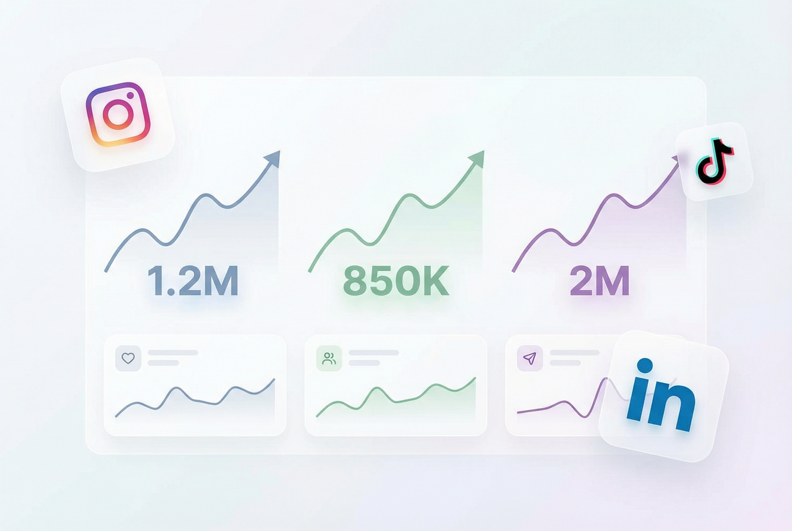Social-Pulse homepage hero showing LinkedIn follower growth and Shopee Live performance
