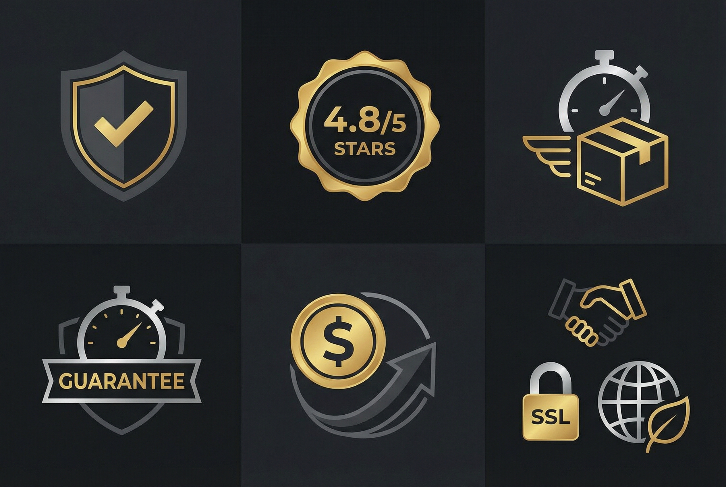 Trust-focused Social-Pulse visual highlighting safe delivery, support, and money-back guarantee